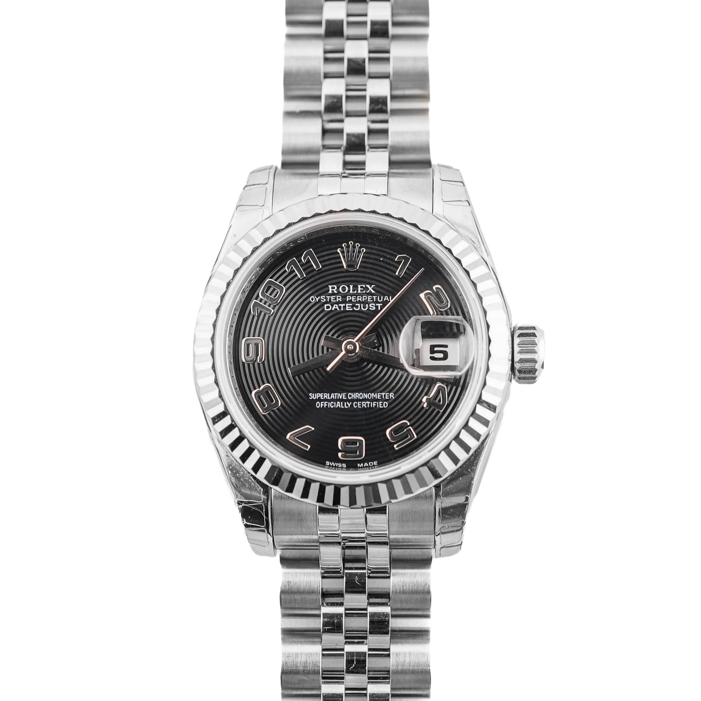 Rolex Datejust Lady Black Concentric Arabic Dial on Jubilee 179174 Card 2021