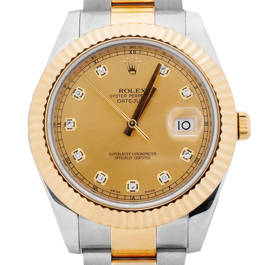 Rolex Datejust II Champagne Diamond Dial on Oyster 116333 Card 2015