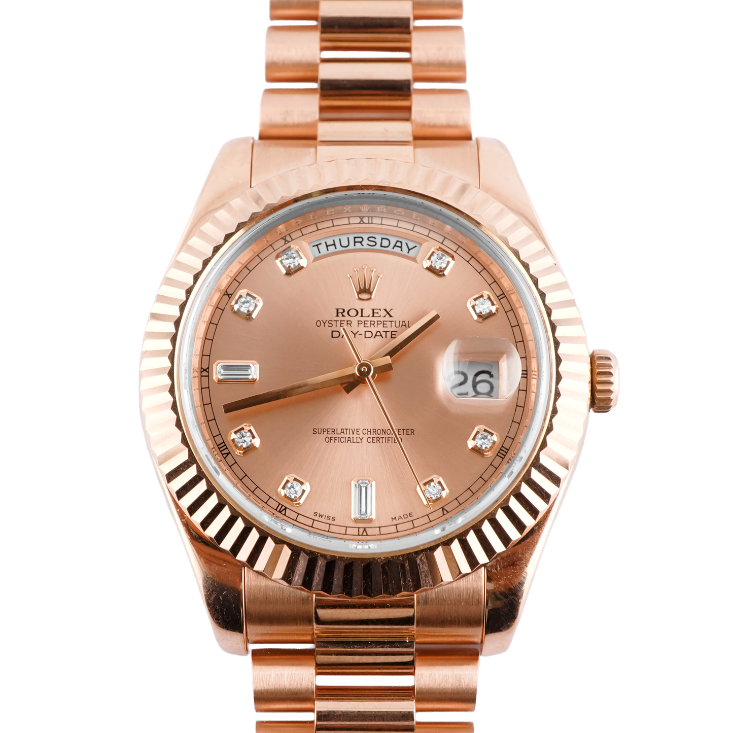 Rolex Day-Date 41 Sundust Diamond Dial on President 218235 Card 2010