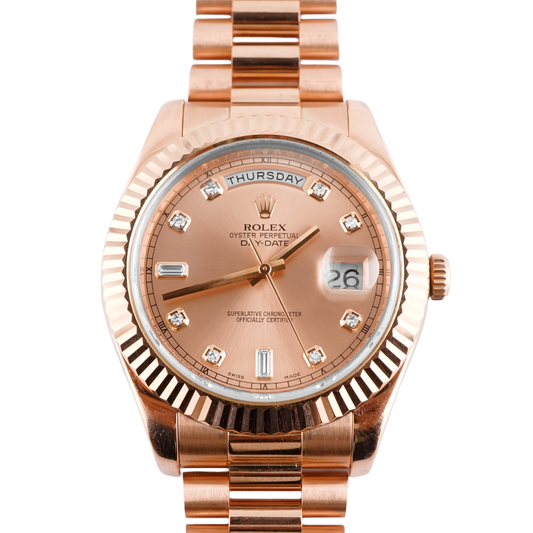 Rolex Day-Date 41 Sundust Diamond Dial on President 218235 Card 2010