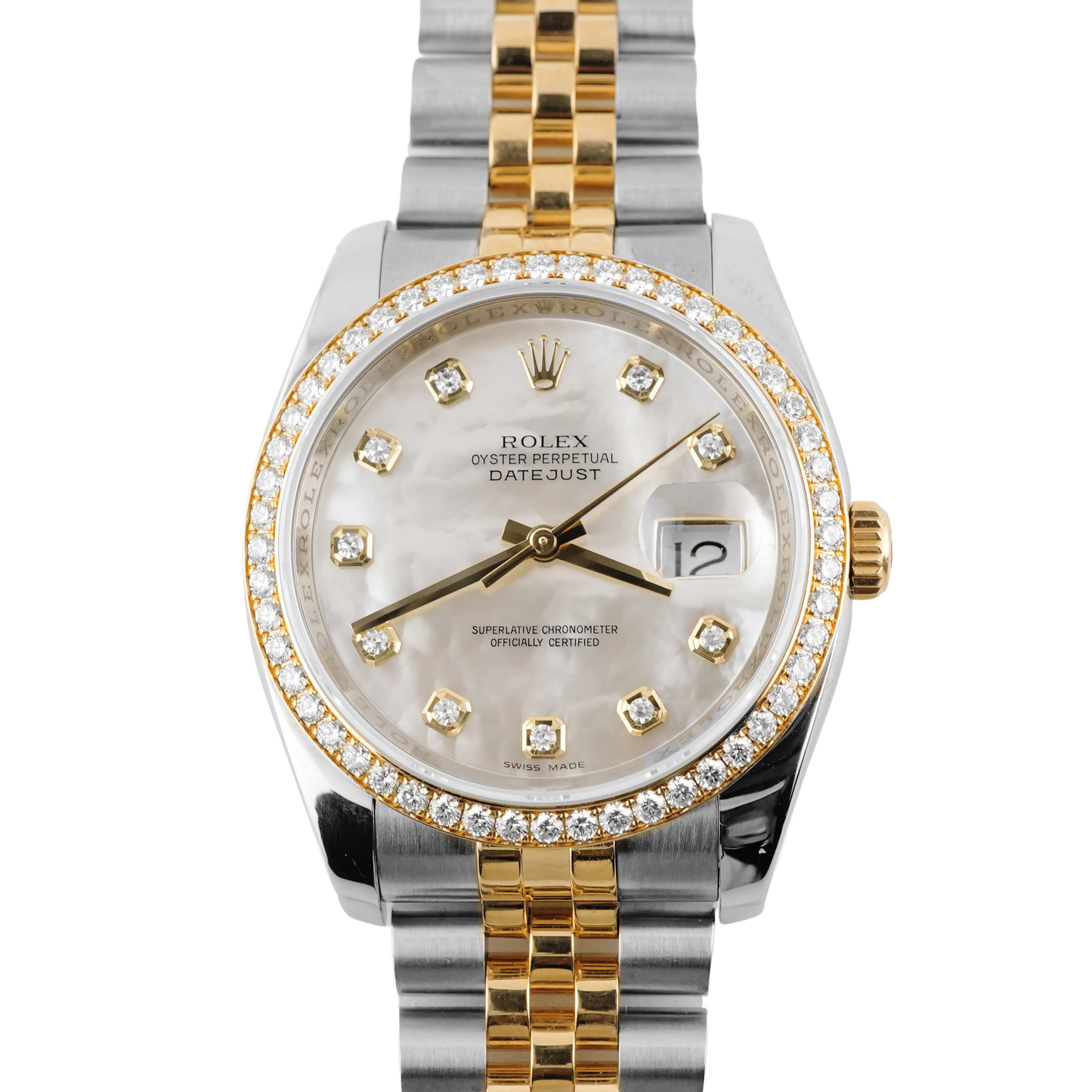 Rolex Datejust 36 Mother of Pearl Diamond Dial on Jubilee 116243 Card 2015