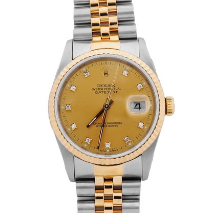 Rolex Datejust 36 Champagne Diamond Dial on Jubilee 16233 Papers 1994