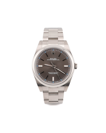 Rolex Oyster Perpetual 39 Dark Rhodium Index Dial on Oyster 114300 Card 2017