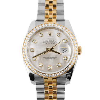 Rolex Datejust 36 Mother of Pearl Diamond Dial on Jubilee 116243 Card 2015