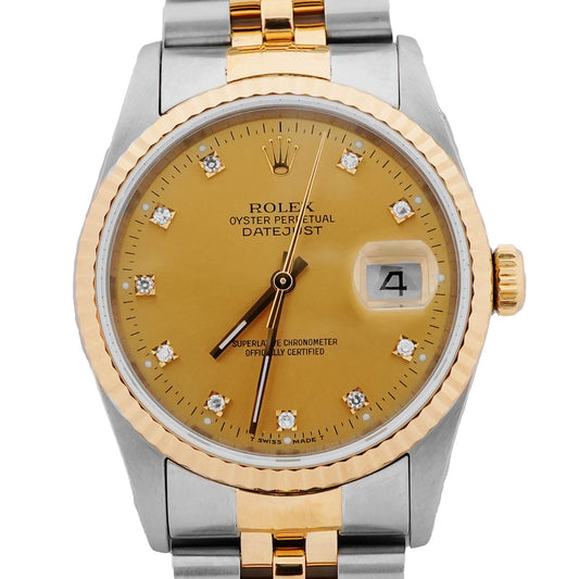 Rolex Datejust 36 Champagne Diamond Dial on Jubilee 16233 Papers 1994