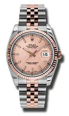 Rolex Datejust 36 Pink Champagne Stick Dial on Jubilee 116231 Card 2019