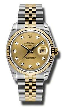 Rolex Datejust 36 Champagne Diamonds Dial on Jubilee 116233 Card 2016