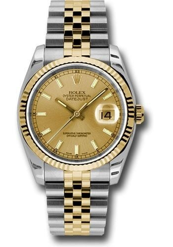 Rolex Datejust 36 Champagne Stick Dial on Jubilee 116233 Card 2014