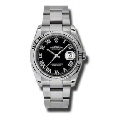 Rolex Datejust Black Roman Dial on Oyster 116234 Card 2014