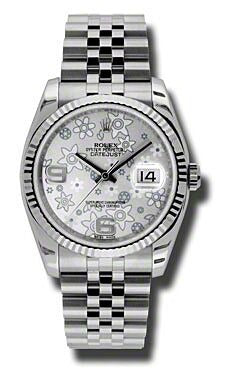 Rolex Datejust 36 Silver floral Dial on Jubilee 116234 Card 2019
