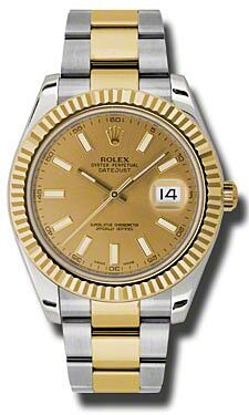 Rolex Datejust II Champagne Stick Dial on Oyster 116333 2014