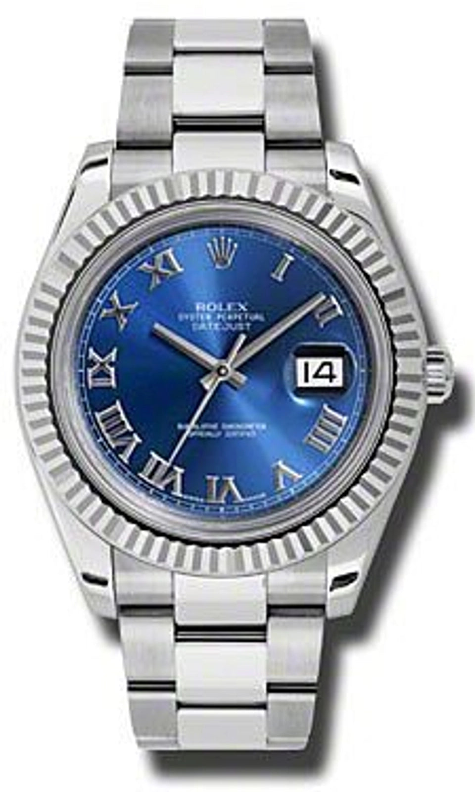 Rolex Datejust II Blue Roman Dial on Oyster 116334 Card 2012