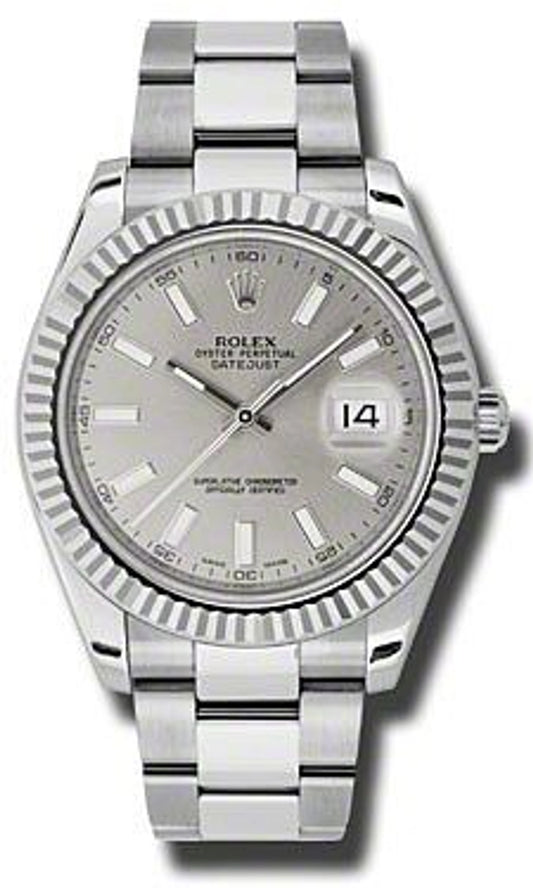 Rolex Datejust II White Stick Dial on Oyster 116334 Card 2013