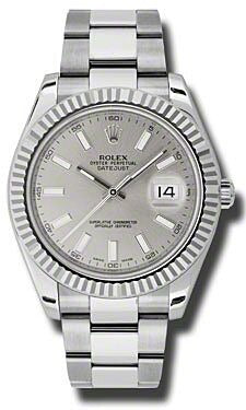 Rolex Datejust II Silver Stick Dial on Oyster 116334 Card 2013