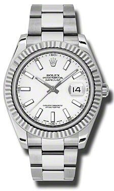 Rolex Datejust II Silver Stick Dial on Oyster 116334 Card 2015