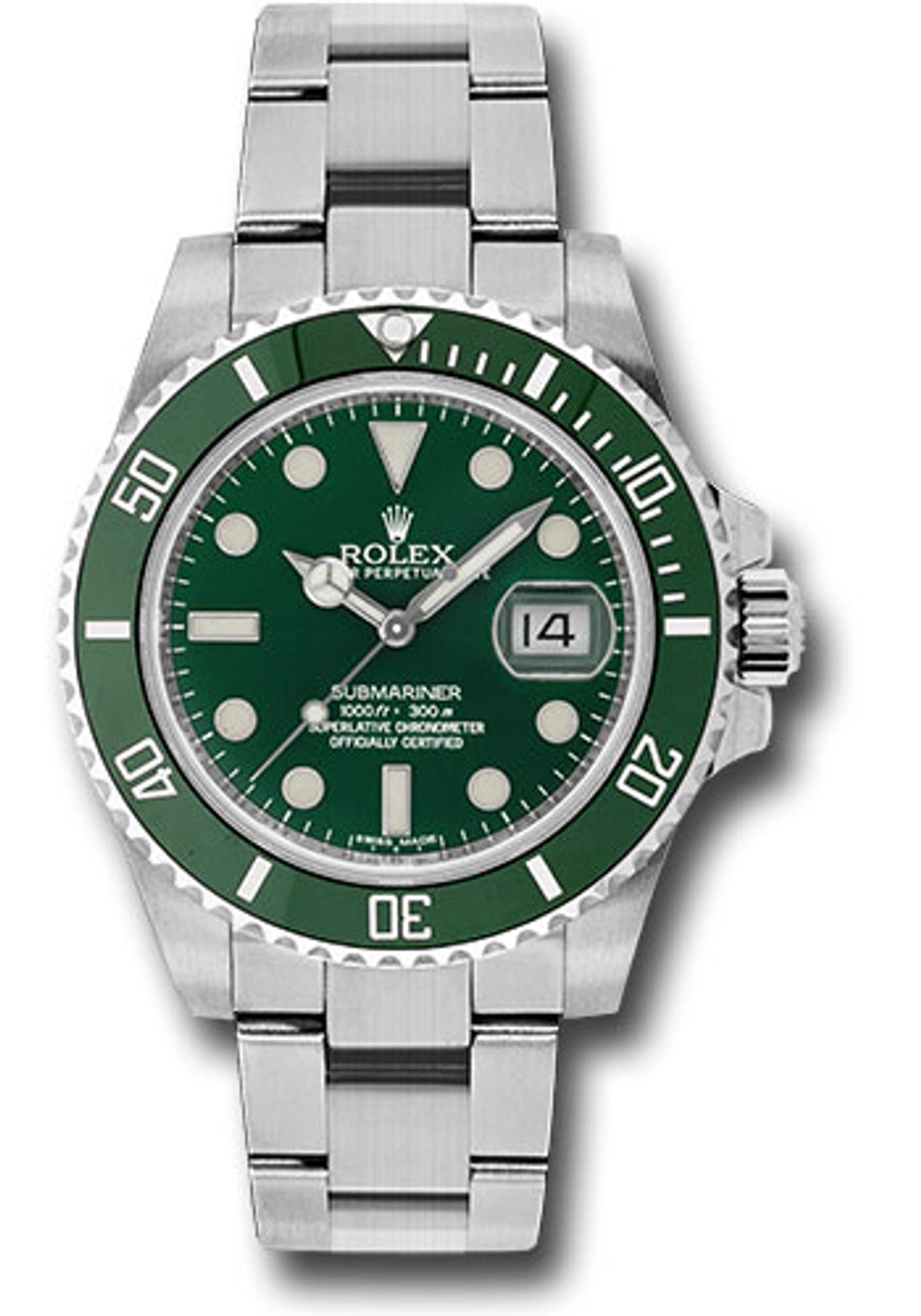 Rolex Submariner Hulk Green Dial on Oyster 116610LV Card 2016