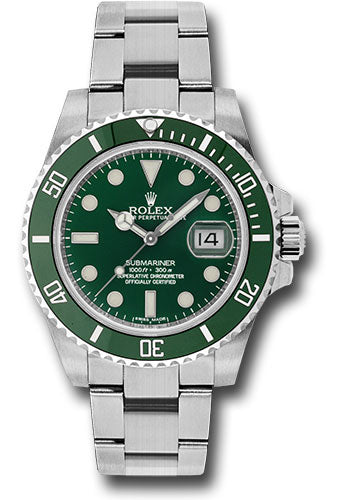 Rolex Submariner Hulk Green Dial on Oyster 116610LV Card 2015