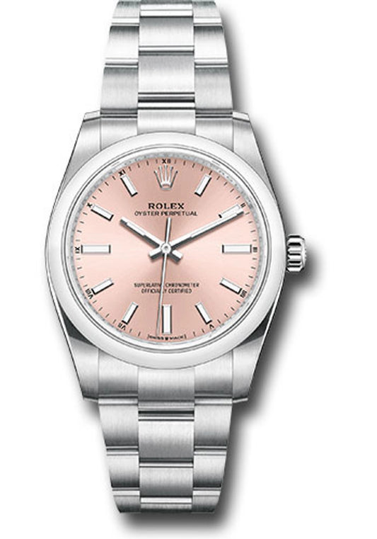 Rolex Oyster Perpetual 34 Pink Index Dial on Oyster 124200 Card 2022