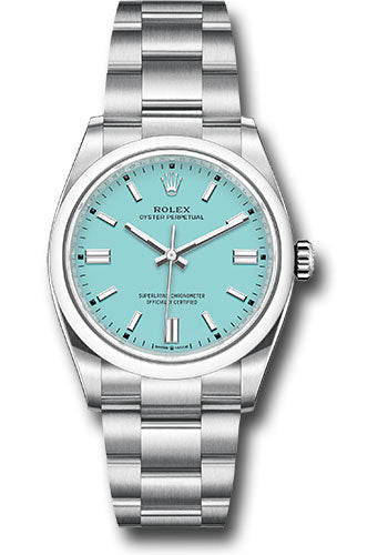 Rolex Oyster Perpetual 36 Turquoise Blue Index Dial on Oyster 126000 Complete 2023