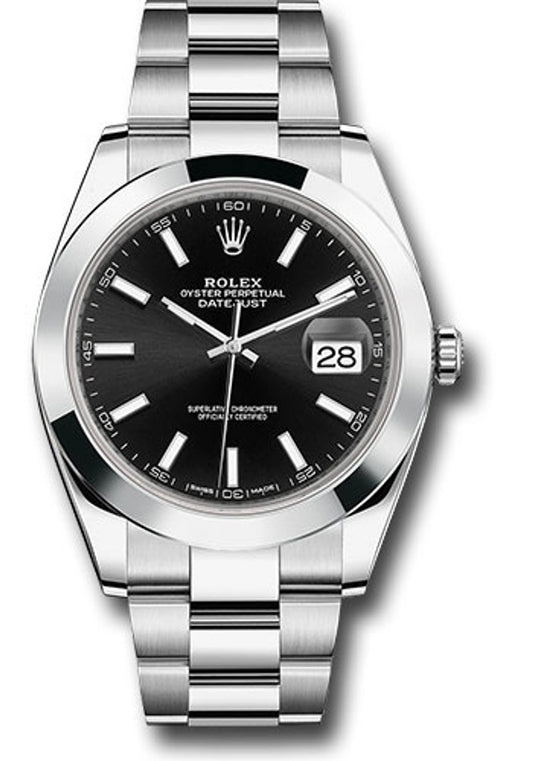 Rolex Datejust 41 Black Index Dial on Oyster 126300 Card 2025