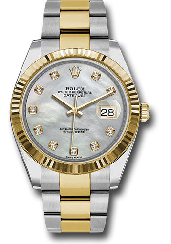 Rolex Datejust 41 White Mother-Of-Pearl Diamond Dial on Oyster 126333 Card 2018