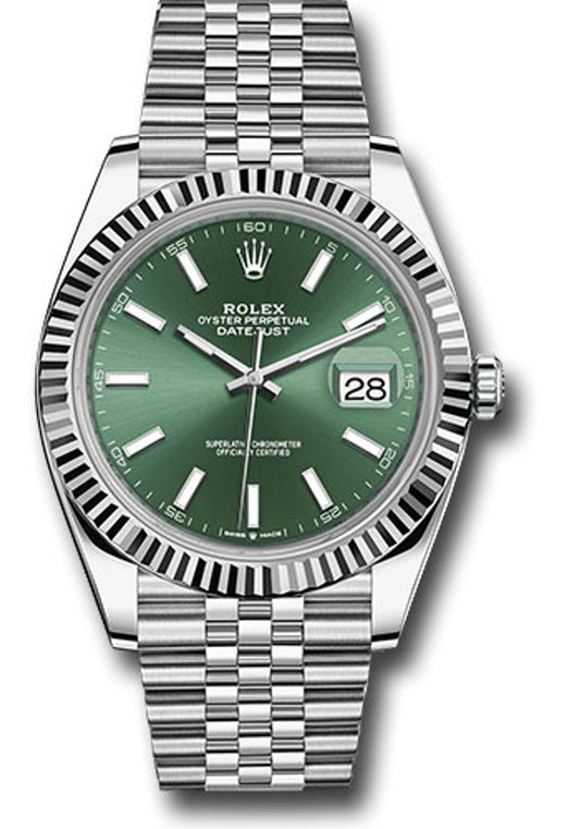 Rolex Datejust 41 Mint Green Index Dial on Jubilee 126334 Card 2026