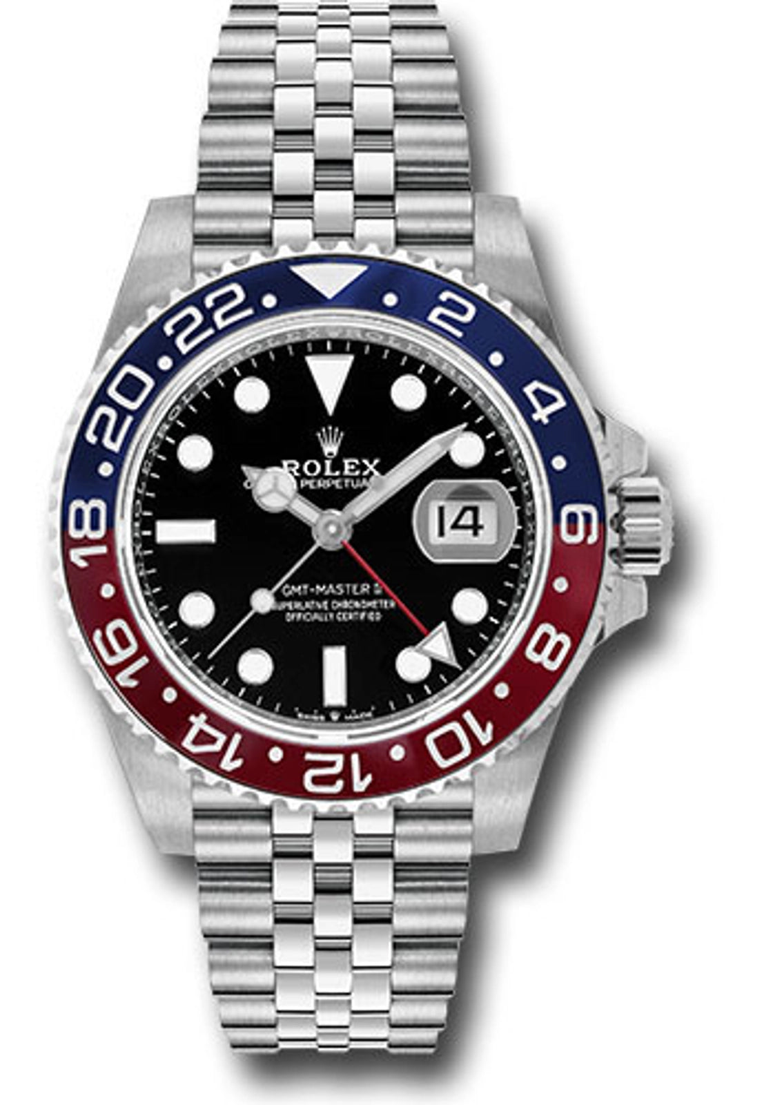 Rolex GMT-Master II Pepsi Black Dial on Jubilee 126710BLRO Card 2021