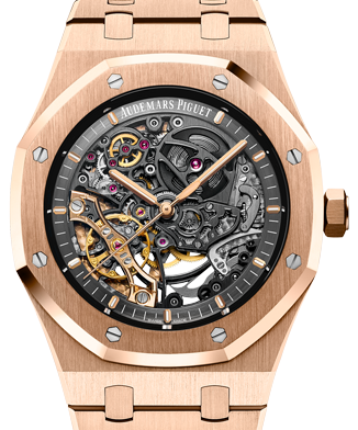 Audemars Piguet Royal Oak Double Balance Wheel Openworked Skeleton Dial on Bracelet 15407OR.OO.1220OR.01 Complete 2017