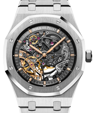 Audemars Piguet Royal Oak Double Balance Wheel Skeleton Dial on Bracelet 15407ST.OO.1220ST.01 Card 2017