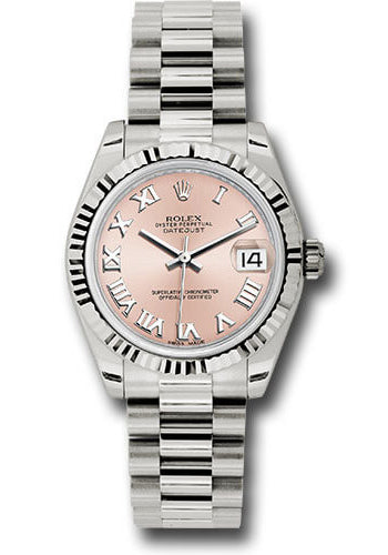 Rolex Datejust 31 Pink Roman Dial on President 178279 Card 2010