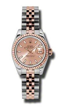 Rolex Datejust Lady Pink Stick Dial on Jubilee 179171 Card 2012