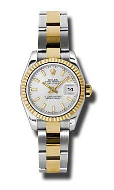 Rolex Datejust Lady Silver Stick Dial on Oyster 179173 Card 2014