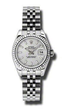 Rolex Datejust Lady Silver Stick Dial on Jubilee 179174 Card 2015