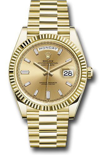 Rolex Day-Date 40 Champagne Baguette Diamond Dial on President 228238 2020