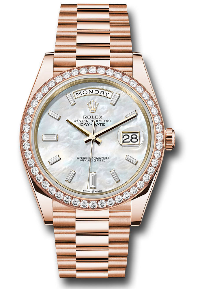 Rolex Day-Date 40 White Mother-Of-Pearl Dial on President 228345RBR Card 2024