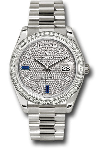 Rolex Day-Date 40 Diamond Paved Baguette Diamond Dial on President 228349RBR Card 2022
