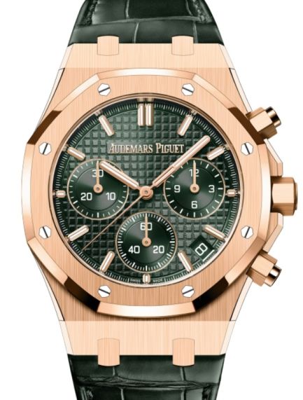 Audemars Piguet Royal Oak Chronograph Green Dial on Leather Strap 26240OR.OO.D404CR.02 Complete 2024