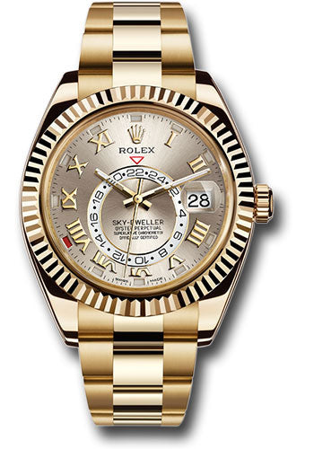 Rolex SkyDweller Silver Sunray Roman Dial on Oyster 326938 Card 2016