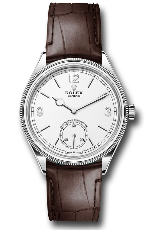 Rolex 1908 White Index Arabic Dial on Leather Strap 52509 Complete 2025