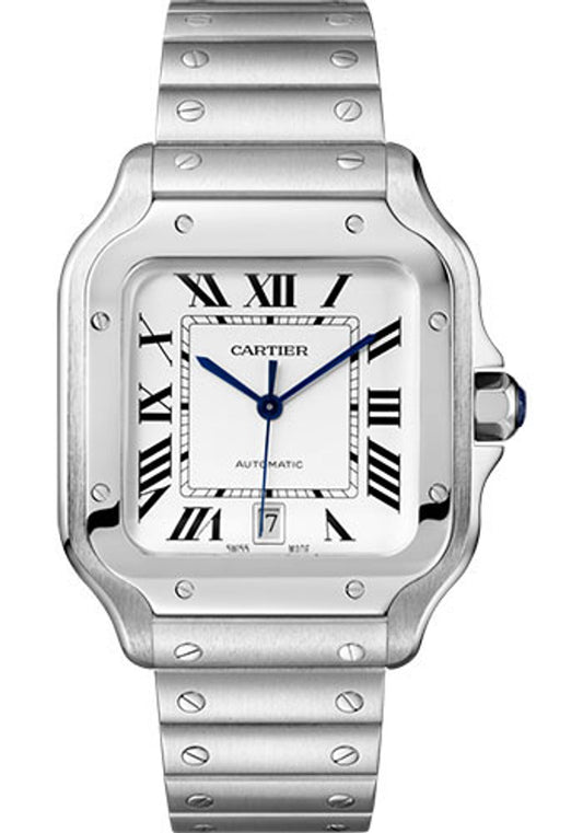 Cartier Santos de Cartier Large Silver Dial on Bracelet WSSA0018 Complete Open Date