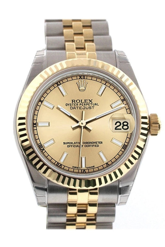 Rolex Datejust 31 Champagne Stick Dial on Jubilee 178273 Card 2016