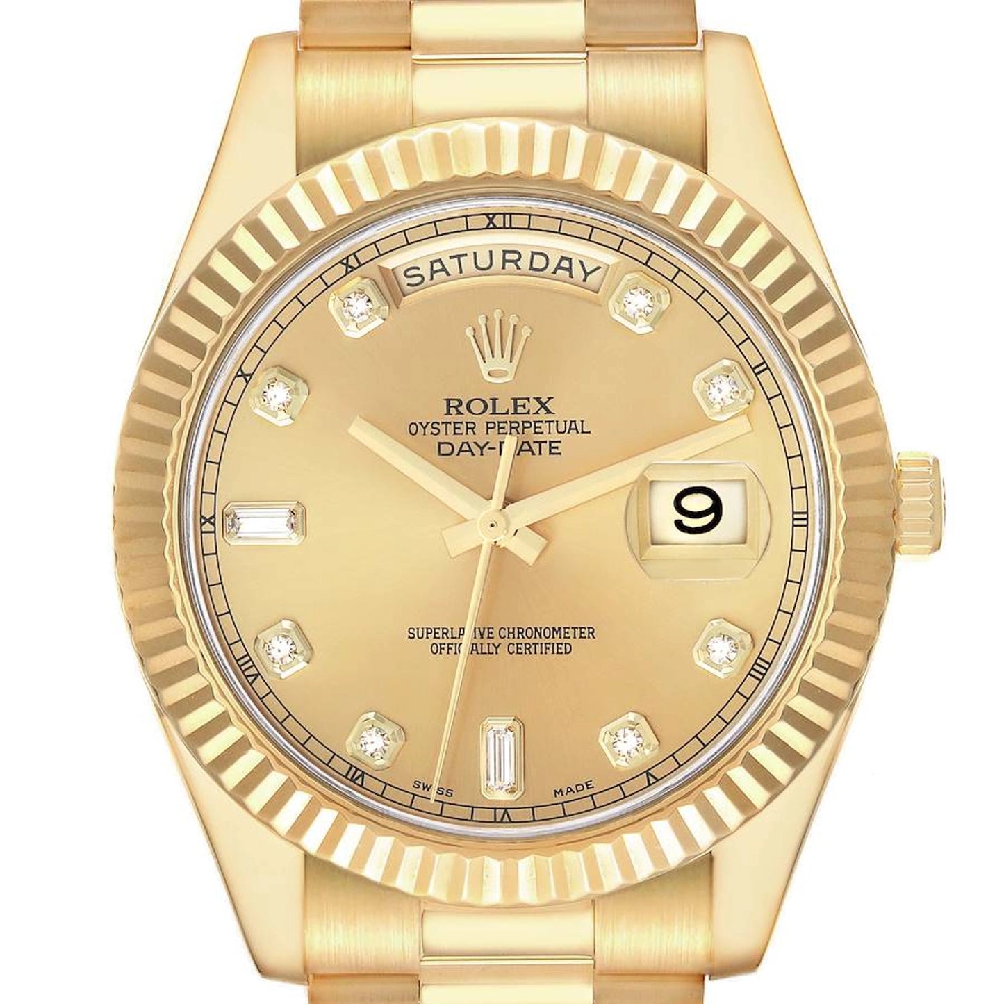 Rolex Day-Date 41 Champagne Diamond Dial on President 218238 Card 2016