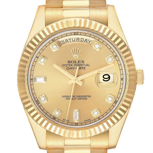 Rolex Day-Date 41 Champagne Diamond Dial on President 218238 Card 2011